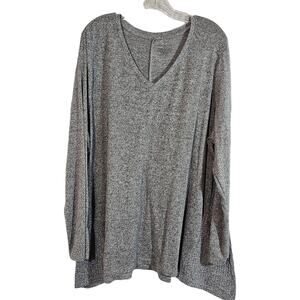 Lane Bryant 22 24w plus size lightweight sweater black gray heather relaxed fit